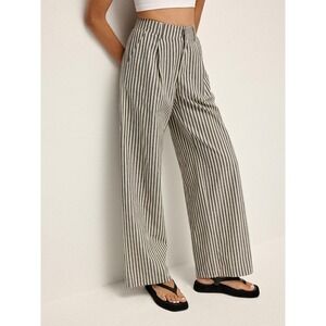 Commense Striped Wide Leg Pants‎ High Waist Long Pants Casual Size XS